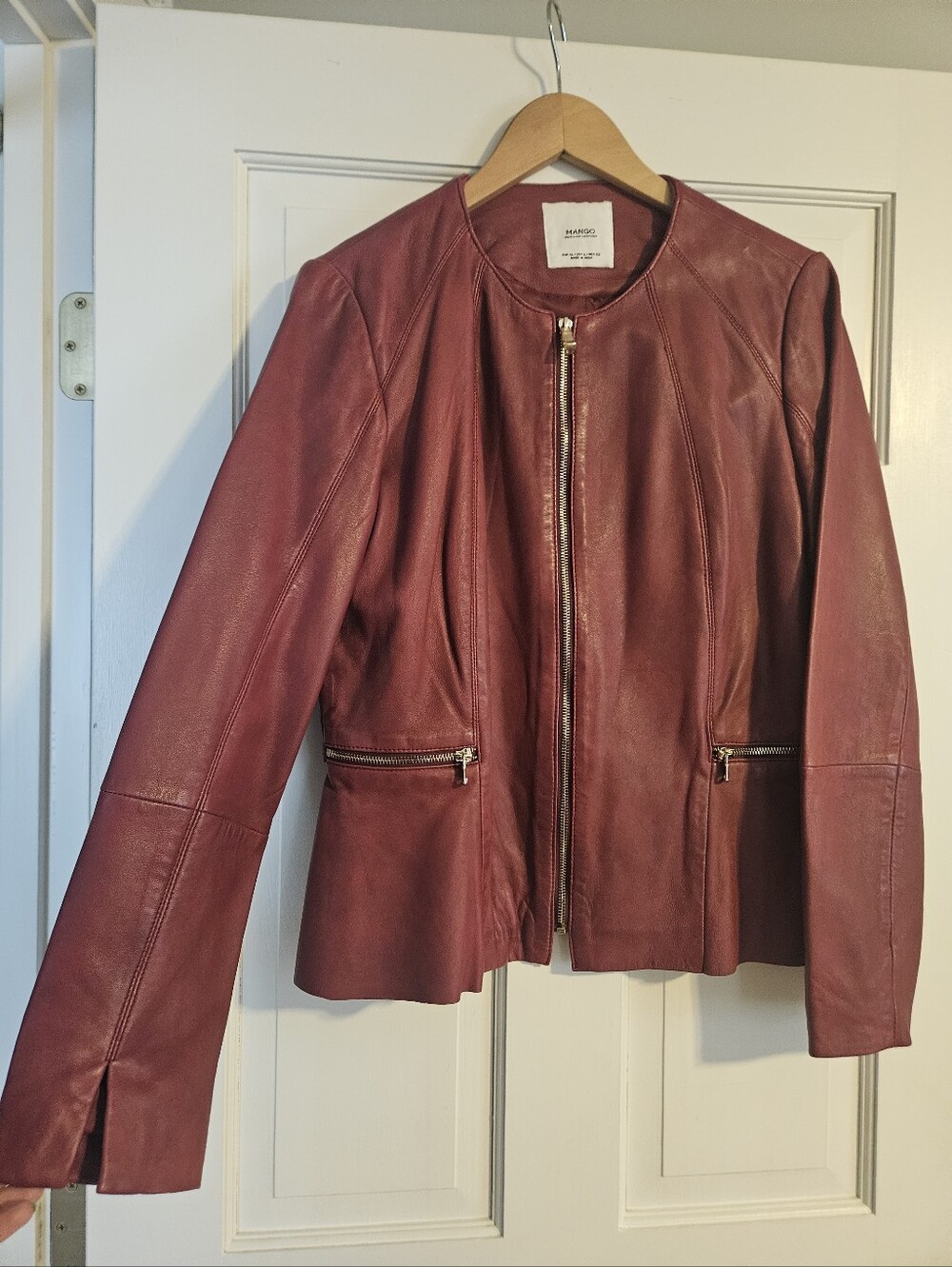 NEW Mango 100% Leather Red Jacket